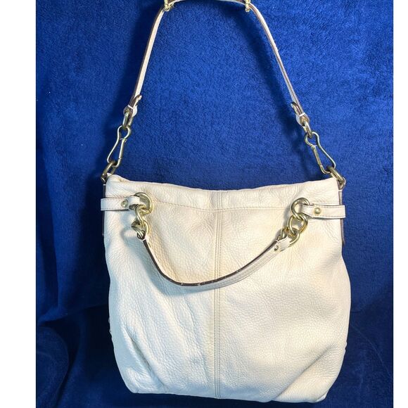 Coach Brooke F17165 Soft Pebbled Bone Leather Handbag Purse Satchel Bag - Picture 1 of 7